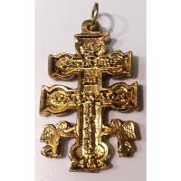 Amuleto Cruz de Caravaca con Cristo Dorada 4 cm