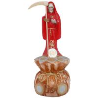 Imagen Santa Muerte sobre Bolsa Dinero 23 cm. (Roja) (c/ Amuleto Base) - Resina