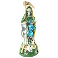 Imagen Santa Muerte Vestida 20 cm. (Verde) (c/ Amuleto Base)...